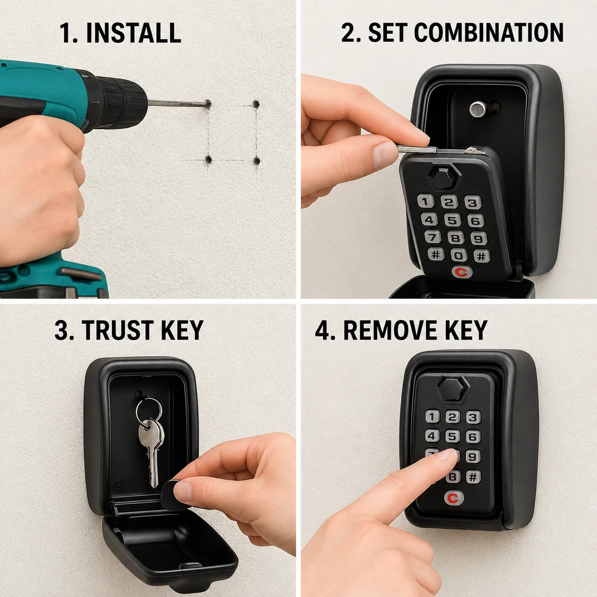 Key Safe Weatherproof Metal Adjustable Combination Lock
