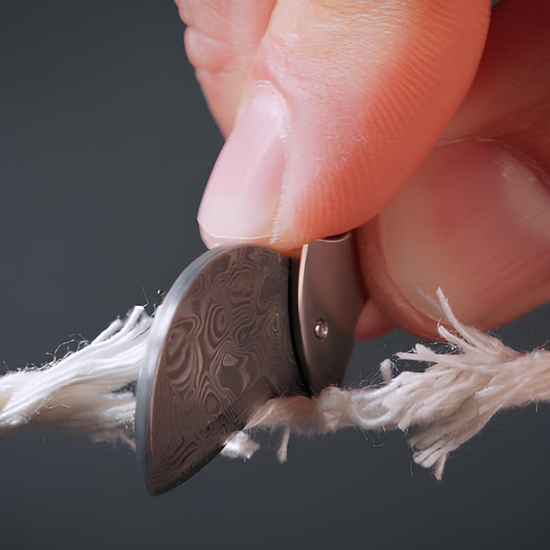 Keychain Bottle Opener Ultra-Compact Titanium Body & Damascus Blade