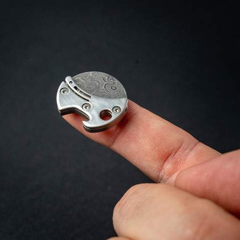 Keychain Bottle Opener Ultra-Compact Titanium Body & Damascus Blade