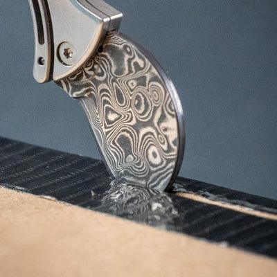 Keychain Bottle Opener Ultra-Compact Titanium Body & Damascus Blade
