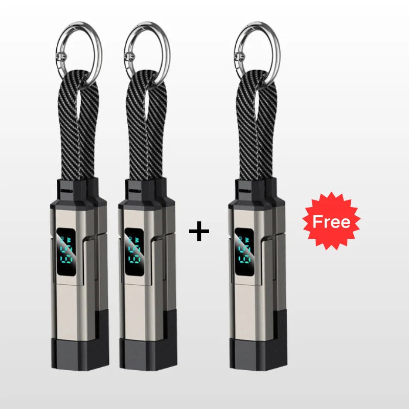 Keychain Charging Cable 4-In-1 Digital Display & Fast Charge