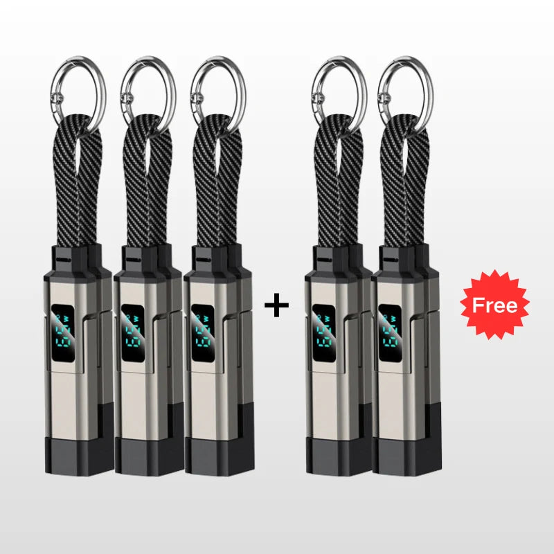 Keychain Charging Cable 4-In-1 Digital Display & Fast Charge