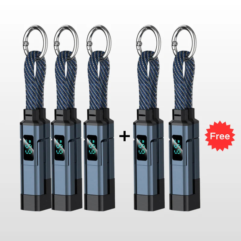 Keychain Charging Cable 4-In-1 Digital Display & Fast Charge
