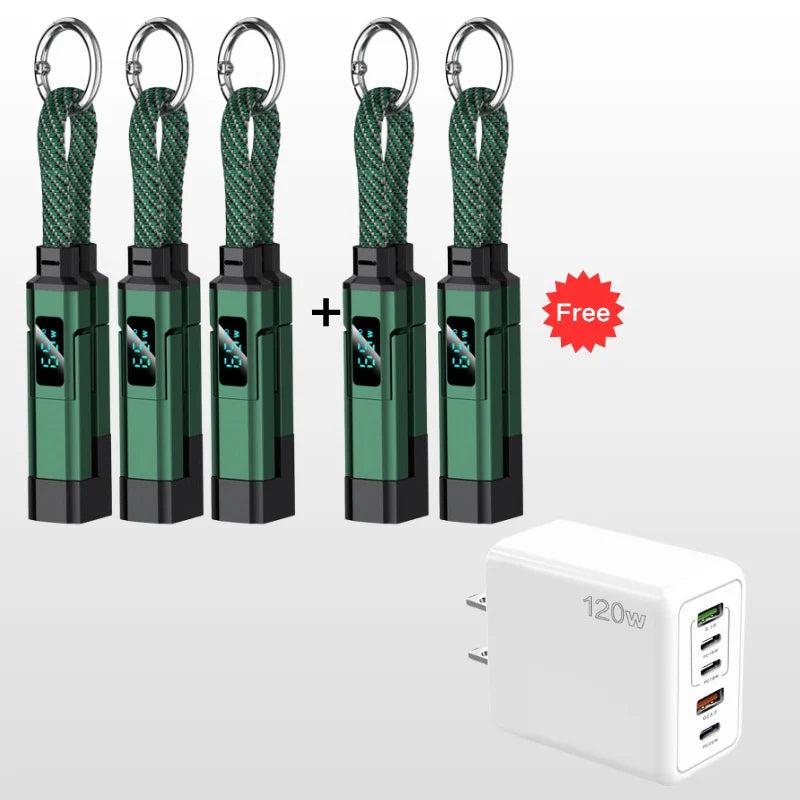 Keychain Charging Cable 4-In-1 Digital Display & Fast Charge