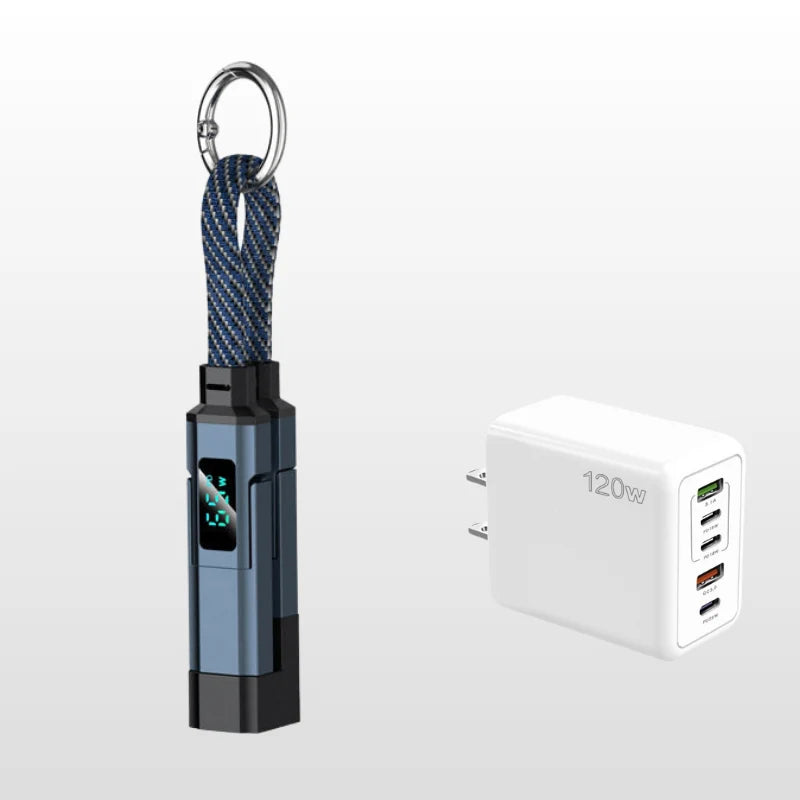 Keychain Charging Cable 4-In-1 Digital Display & Fast Charge