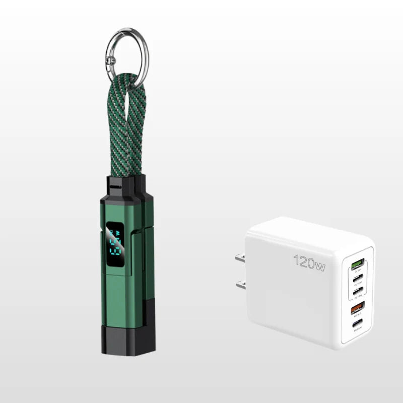 Keychain Charging Cable 4-In-1 Digital Display & Fast Charge