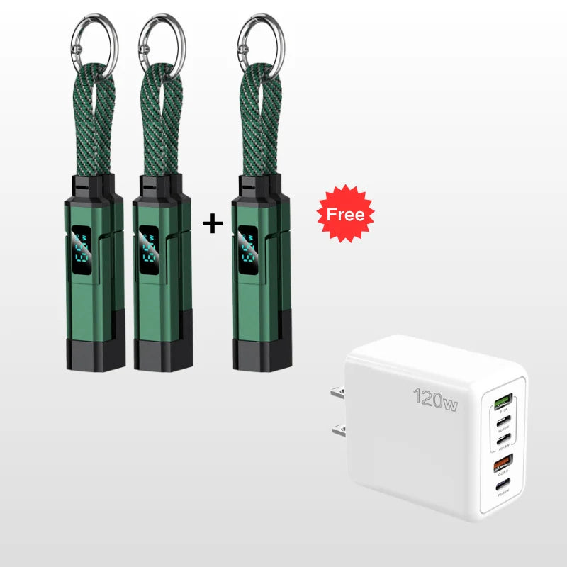 Keychain Charging Cable 4-In-1 Digital Display & Fast Charge