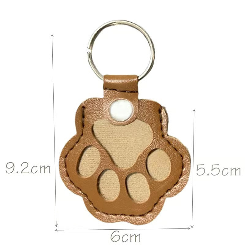 Keychain Paw-Shaped PU Leather Hidden Compartment Snap Closure