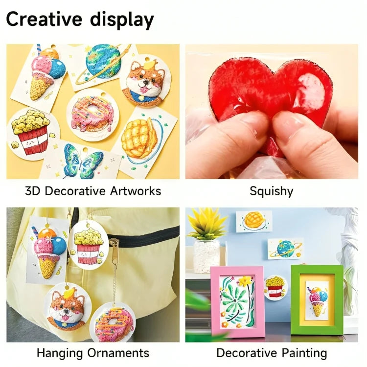 Kids 3D Texture Painting Set Foaming Paint & Brushes