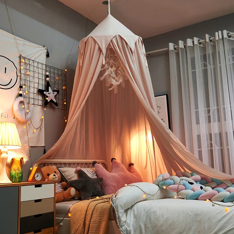 Kids Bed Canopy Hanging Dome Polyester-Cotton Blend