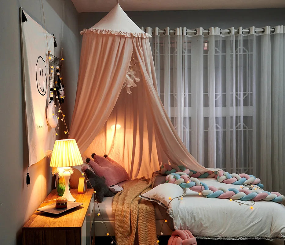 Kids Bed Canopy Hanging Dome Polyester-Cotton Blend
