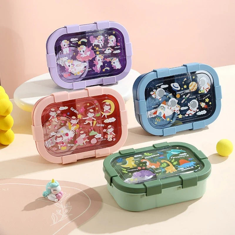 Kids Bento Box Leak-Proof 3 Compartments Removable Soup Bowl