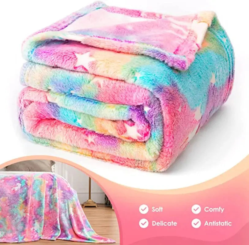Kids Blanket Glow-In-The-Dark Plush Polyester Machine Washable