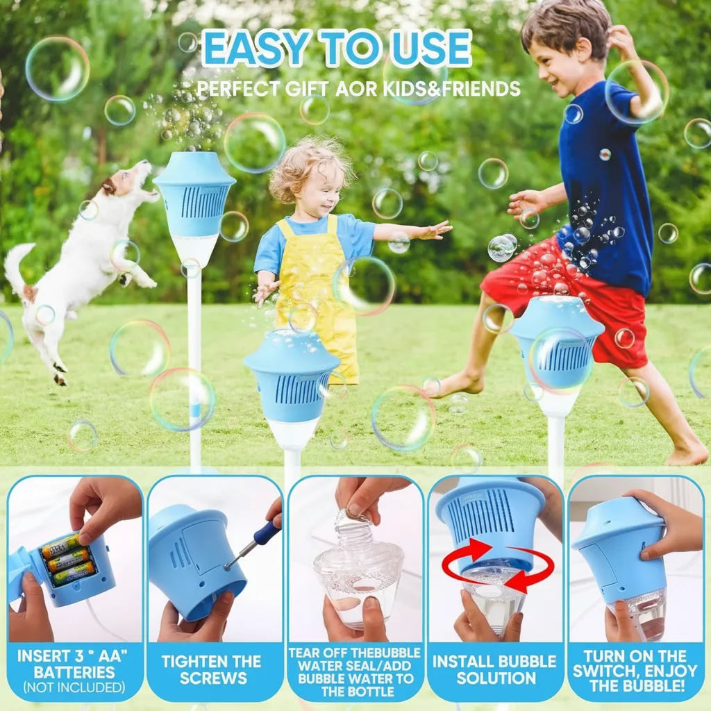 Kids Bubble Machine 20,000 Bubbles Per Minute Adjustable Stand