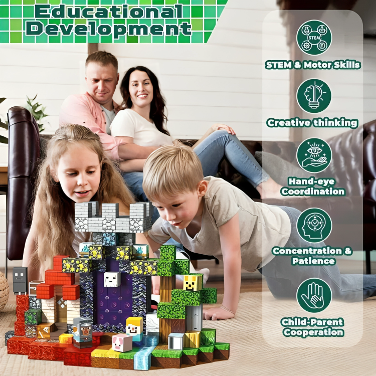 Kids Building Set Pixel Art Interlocking Tiles Screen-Free