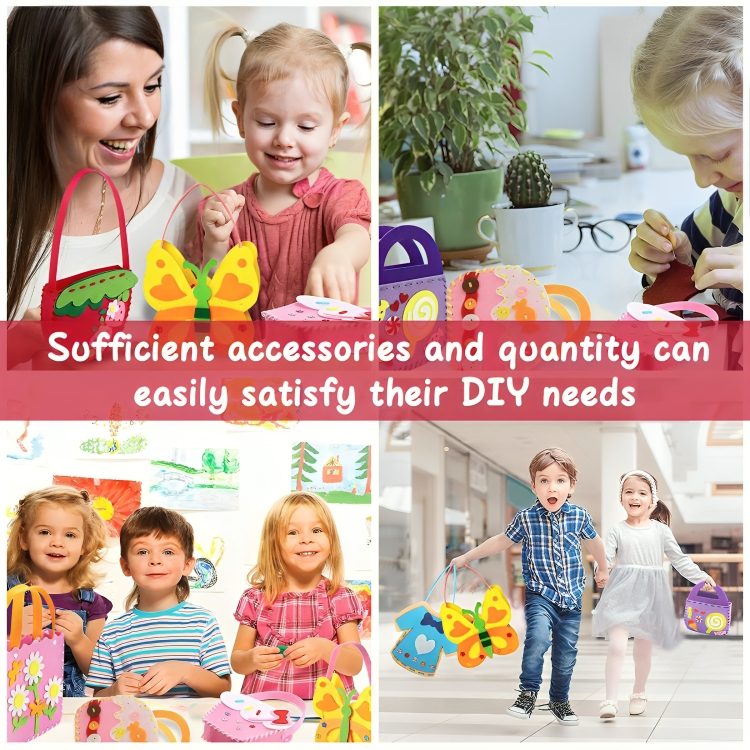 Kids Craft Kit Felt Bags & Child-Safe Needles
