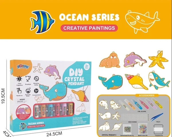 Kids Crystal Pendant Craft Kit Non-Toxic Crystals & Non-Baking Glue
