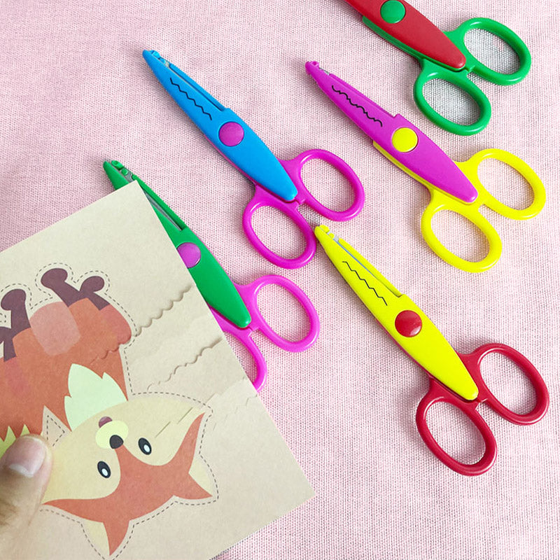 Kids Decorative Scissors Set Six Patterns Stainless Steel Blades