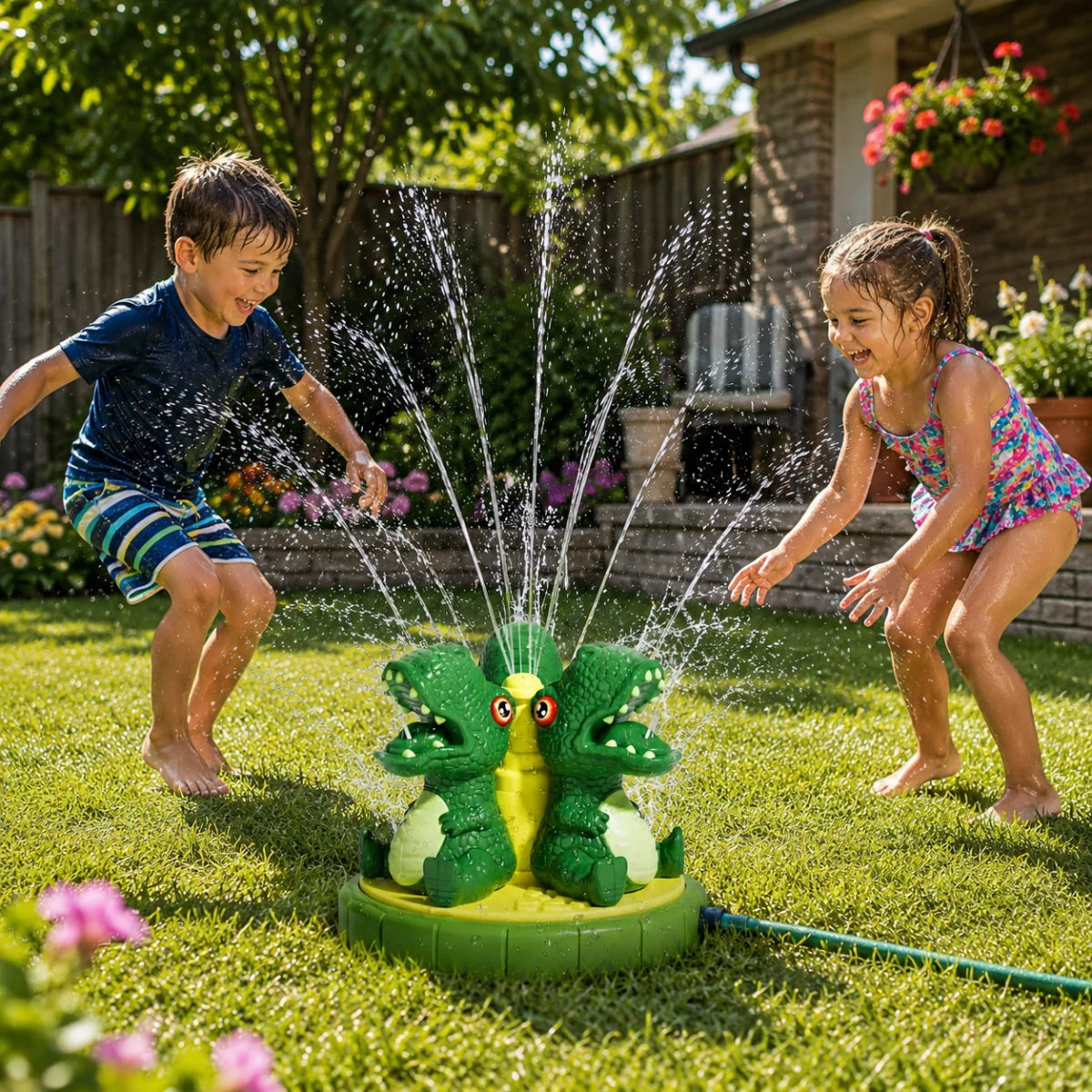 Kids Dinosaur Sprinkler Interactive Garden Hose Connection