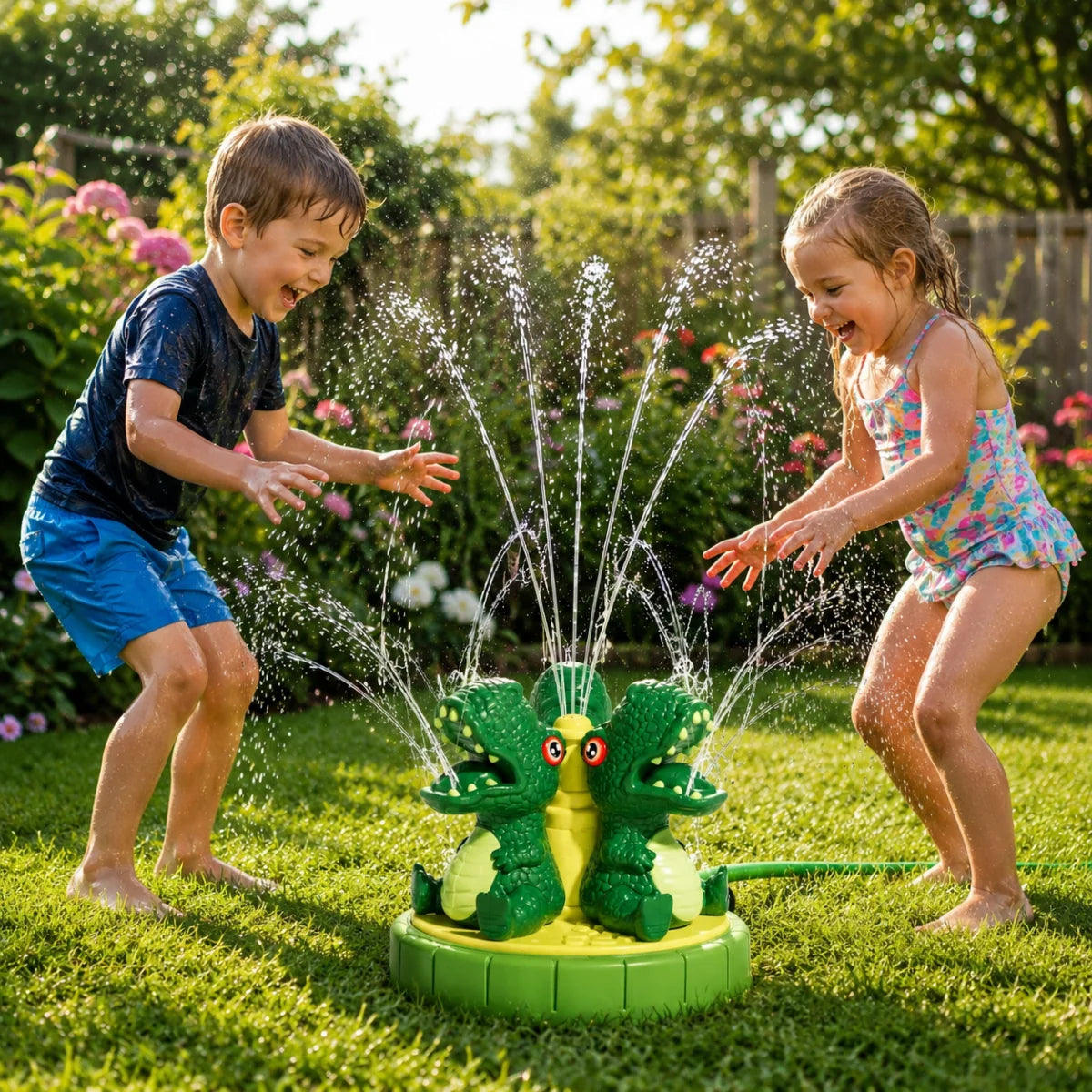 Kids Dinosaur Sprinkler Interactive Garden Hose Connection