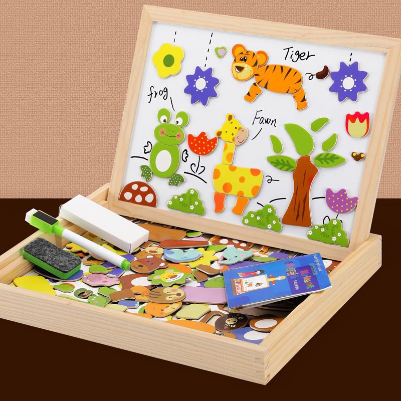 Kids Drawing Board Magnetic & Chalkboard Beech Wood Frame