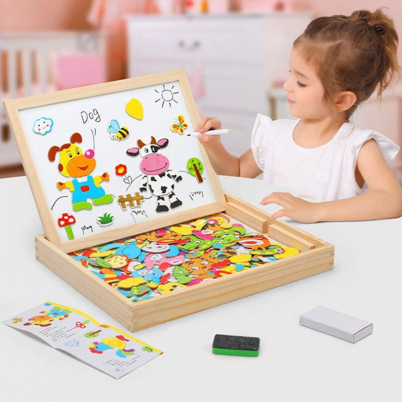 Kids Drawing Board Magnetic & Chalkboard Beech Wood Frame