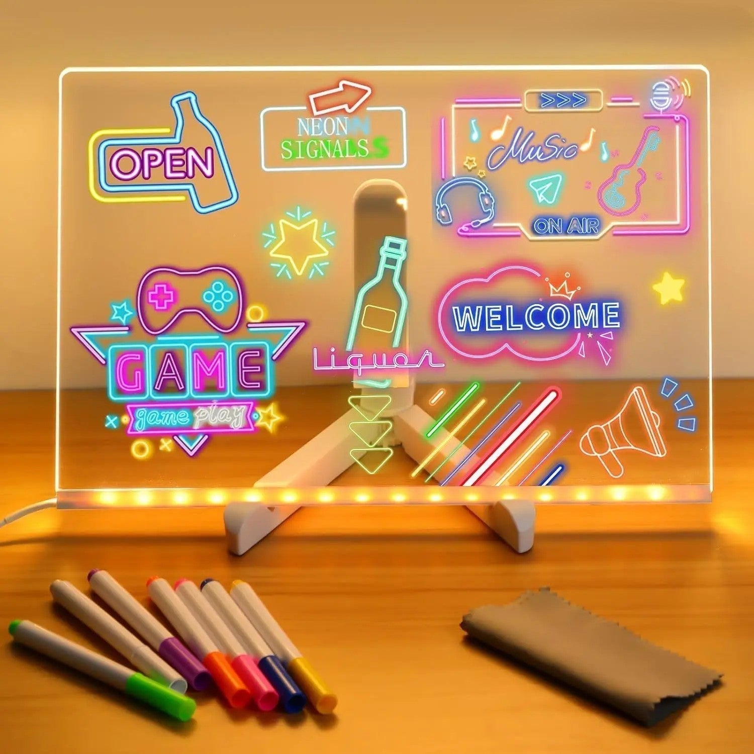 Kids Drawing Tablet Neon LED Reusable Acrylic USB-Powered