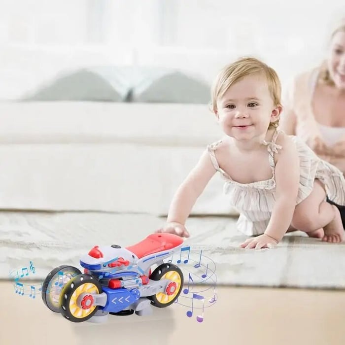 Kids Electric Motorcycle 360 Spin Obstacle Detection & LED