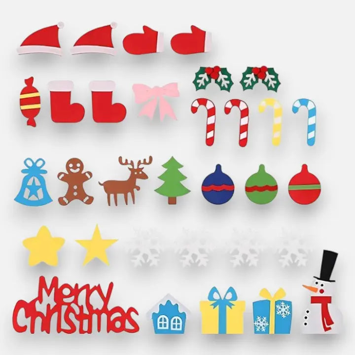 Kids Felt Christmas Tree Hook-and-Loop Ornaments & LED Lights