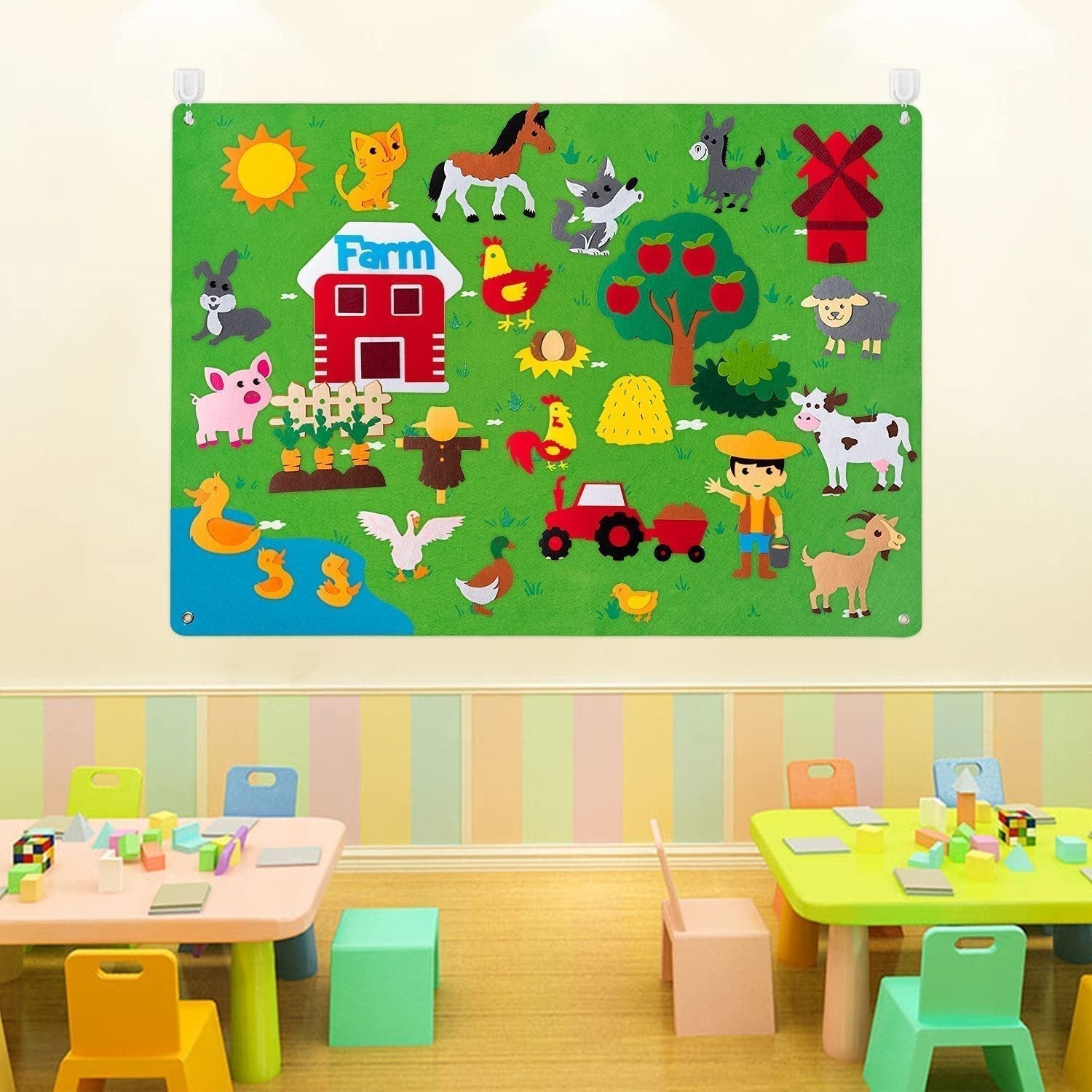 Kids Felt Play Mat Farm & Zoo Educational Reusable