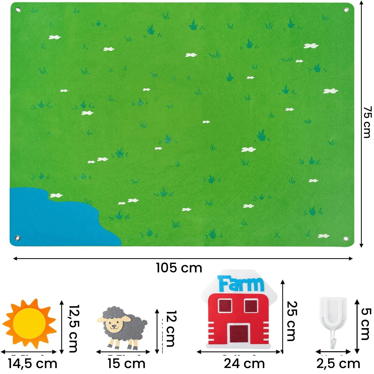 Kids Felt Play Mat Farm & Zoo Educational Reusable