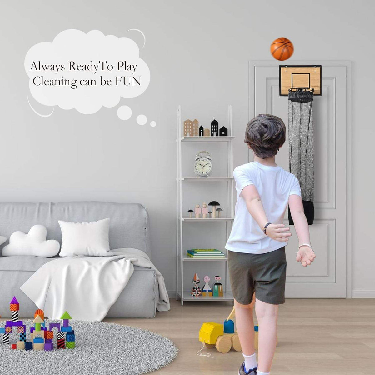 Kids Hanging Storage Organizer Basketball Backboard Mesh Bag