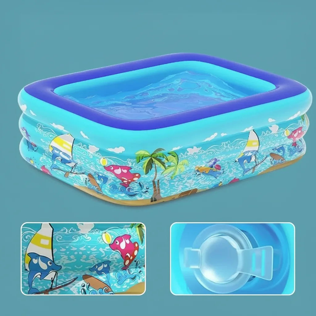 Kids Inflatable Pool Three-Layer PVC Leakproof Valves