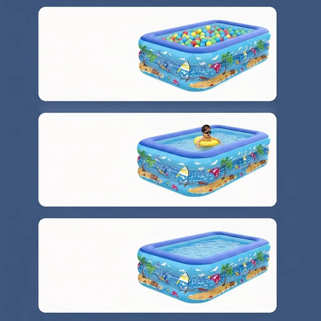 Kids Inflatable Pool Three-Layer PVC Leakproof Valves