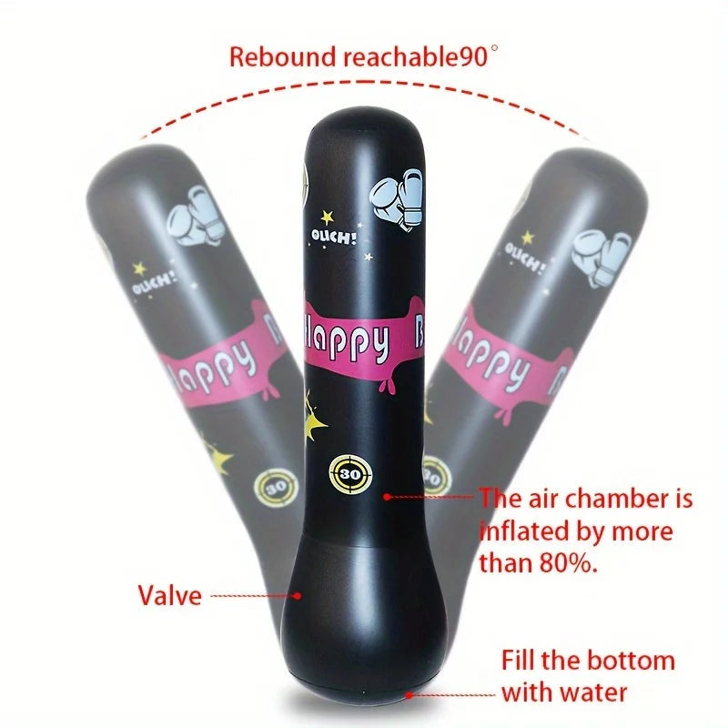 Kids Inflatable Punching Bag Soft PU Leather Includes Gloves
