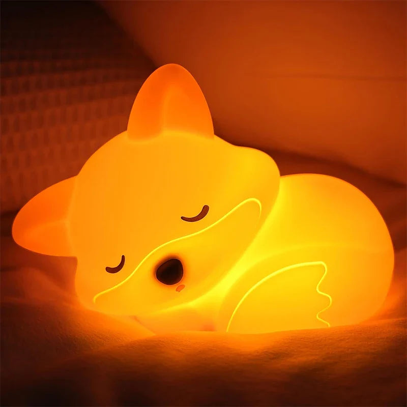 Kids Night Light Fox BPA-Free Silicone Rechargeable
