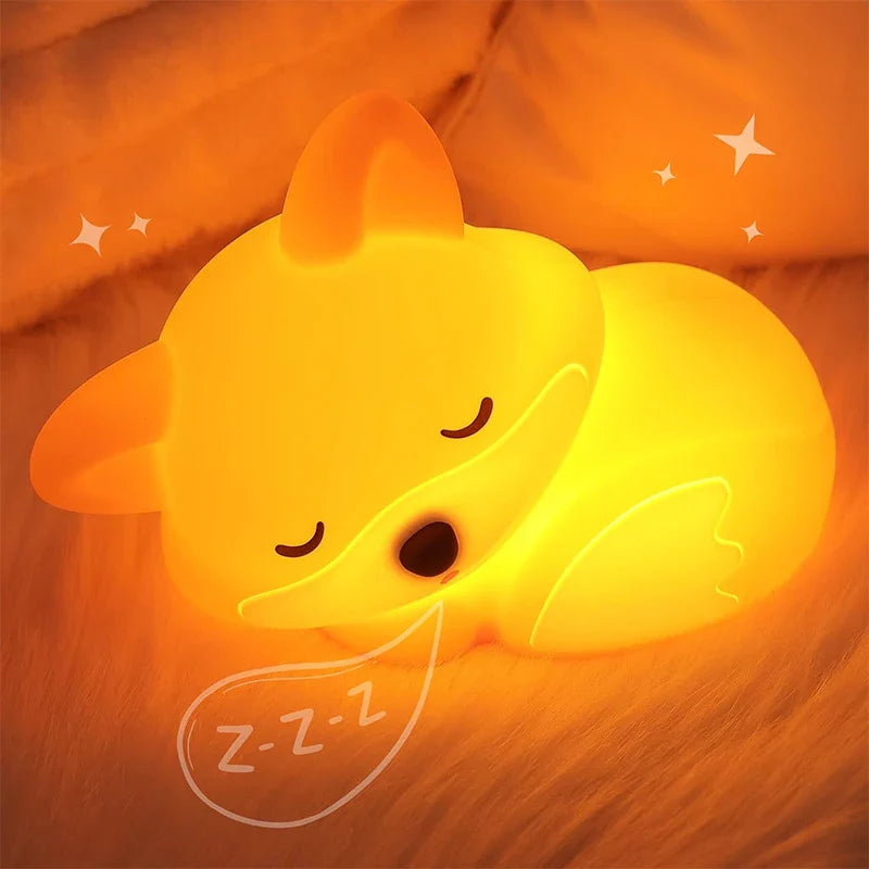 Kids Night Light Fox BPA-Free Silicone Rechargeable