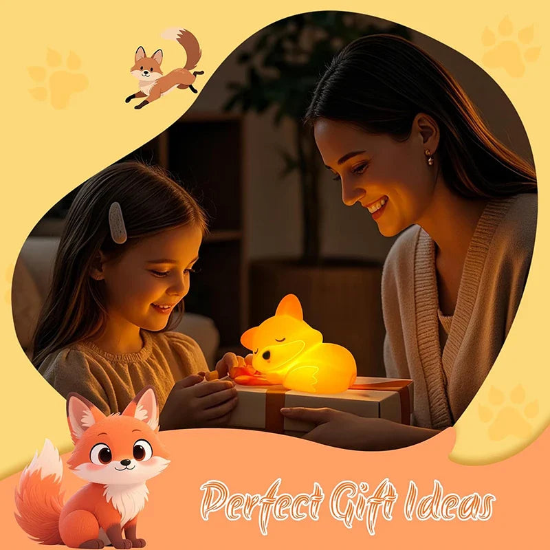 Kids Night Light Fox BPA-Free Silicone Rechargeable