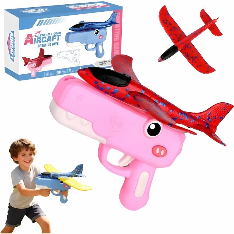Kids Plane Launcher Dinosaur Design One-Button Launch