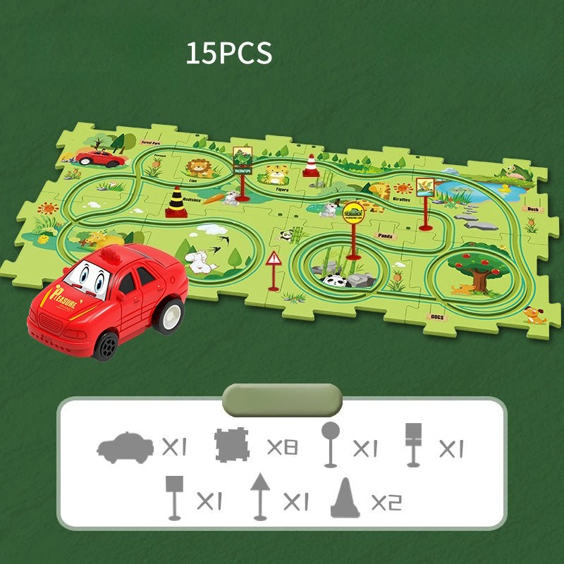 Kids Road Puzzle Set Interactive Paths & Toy Car