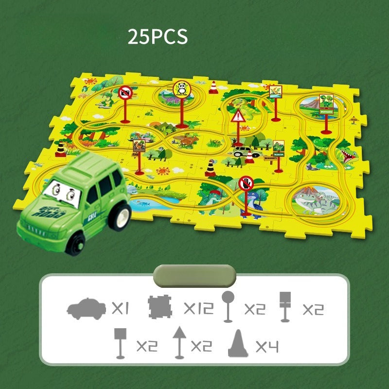 Kids Road Puzzle Set Interactive Paths & Toy Car