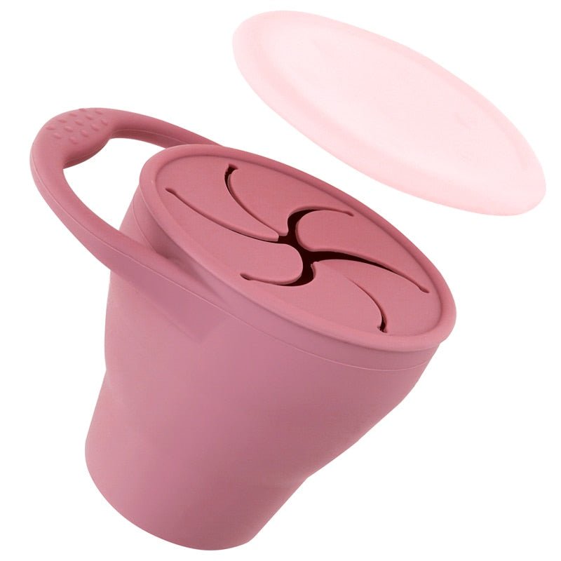 Kids Snack Cup BPA-Free Silicone Leak-Proof Lid Easy-Open Handle