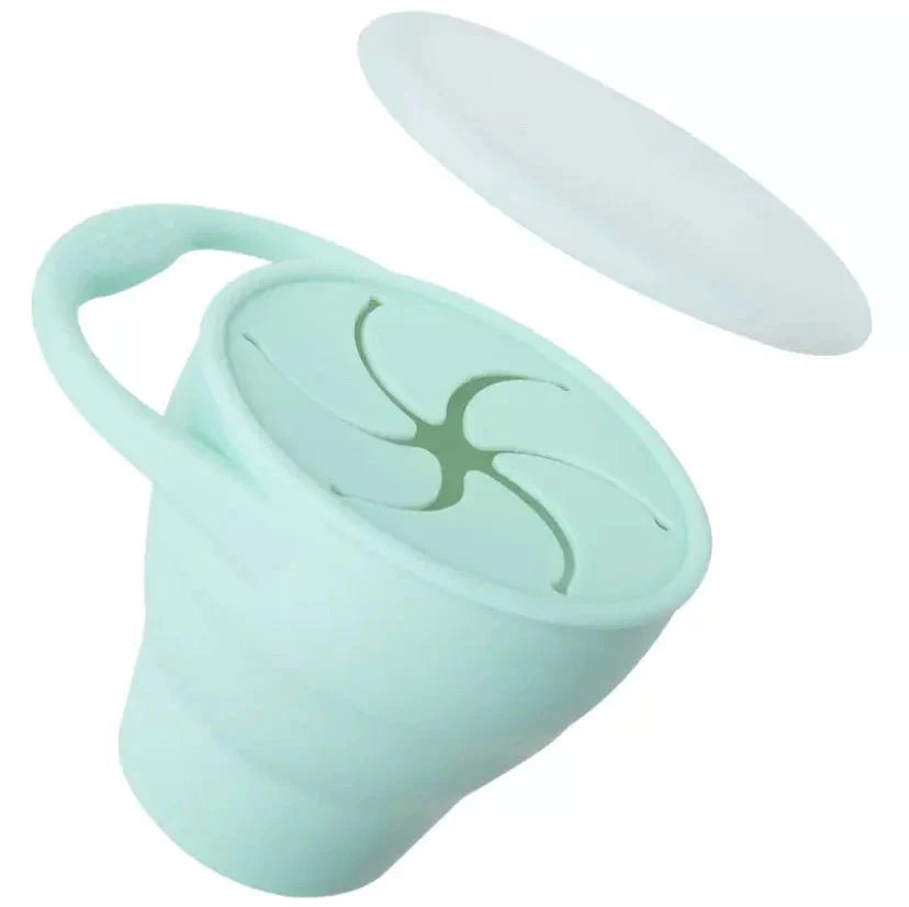 Kids Snack Cup BPA-Free Silicone Leak-Proof Lid Easy-Open Handle