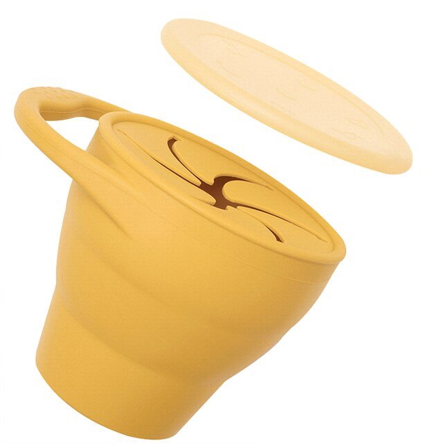 Kids Snack Cup BPA-Free Silicone Leak-Proof Lid Easy-Open Handle
