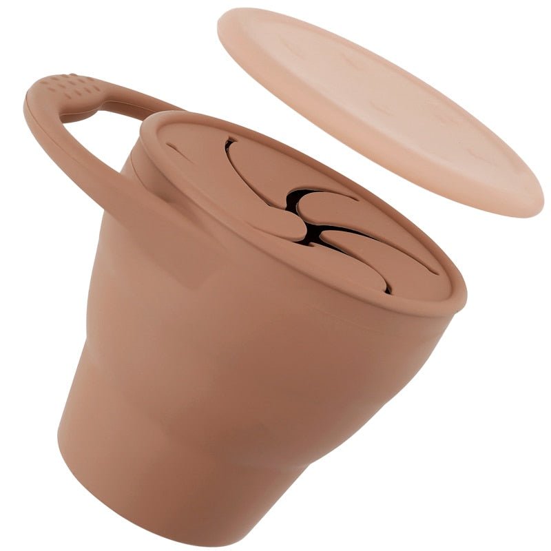 Kids Snack Cup BPA-Free Silicone Leak-Proof Lid Easy-Open Handle