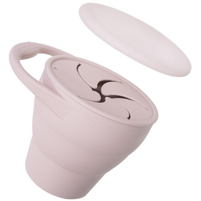 Kids Snack Cup BPA-Free Silicone Leak-Proof Lid Easy-Open Handle