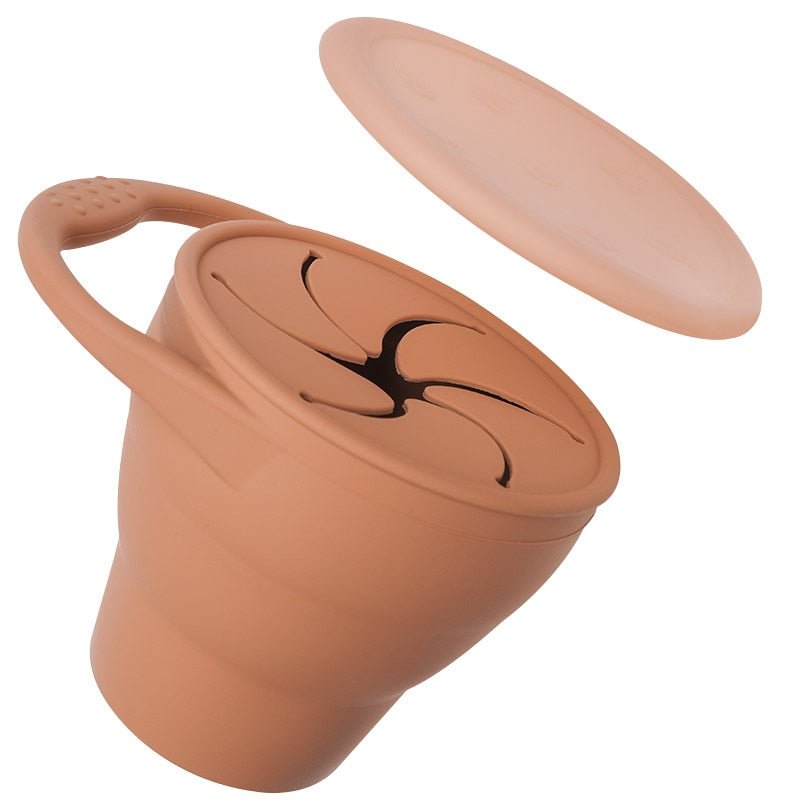 Kids Snack Cup BPA-Free Silicone Leak-Proof Lid Easy-Open Handle