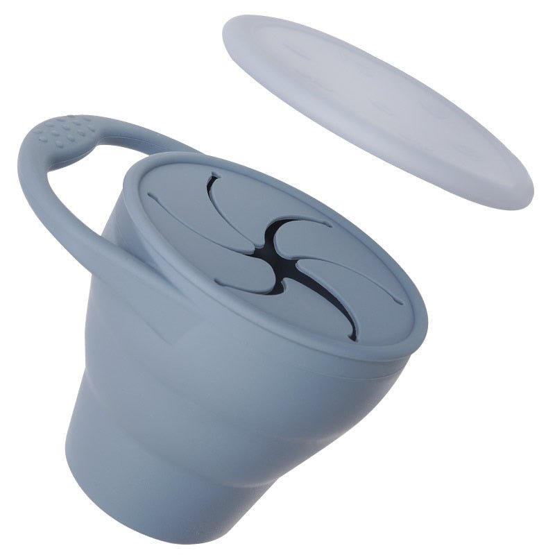 Kids Snack Cup BPA-Free Silicone Leak-Proof Lid Easy-Open Handle