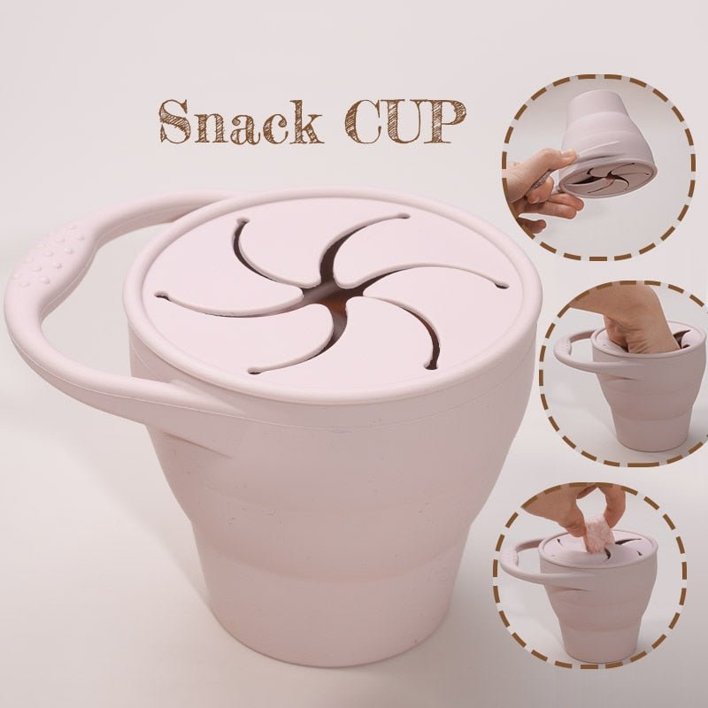 Kids Snack Cup BPA-Free Silicone Leak-Proof Lid Easy-Open Handle