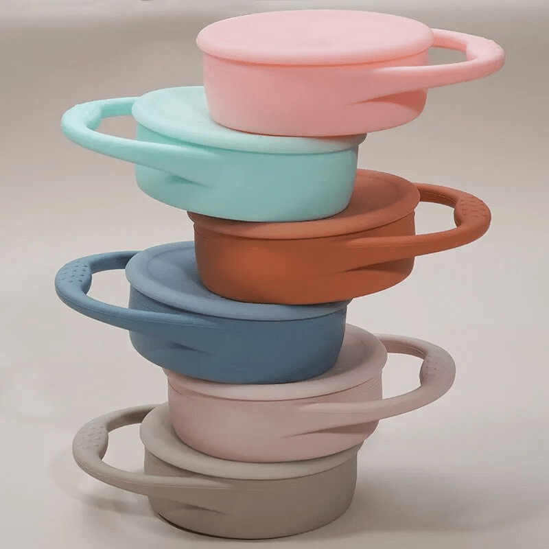Kids Snack Cup BPA-Free Silicone Leak-Proof Lid Easy-Open Handle